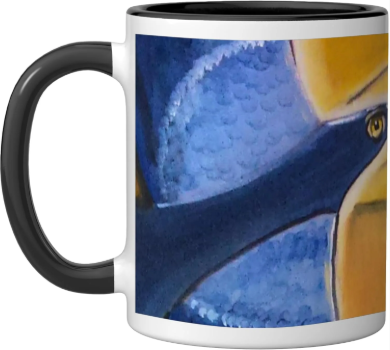 Contemporary Abstract Art Birds Original Design Ceramic Mug by John Richard Hewitt Fine Art