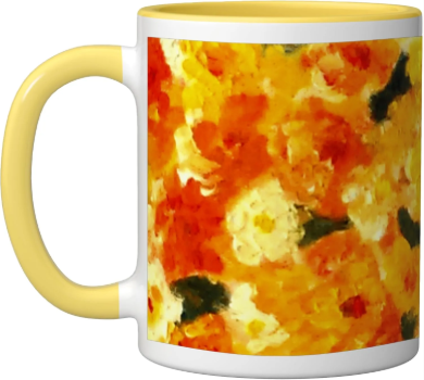 Bright Marigolds Floral Original Art Ceramic Mug by John Richard Hewitt Fine Art
