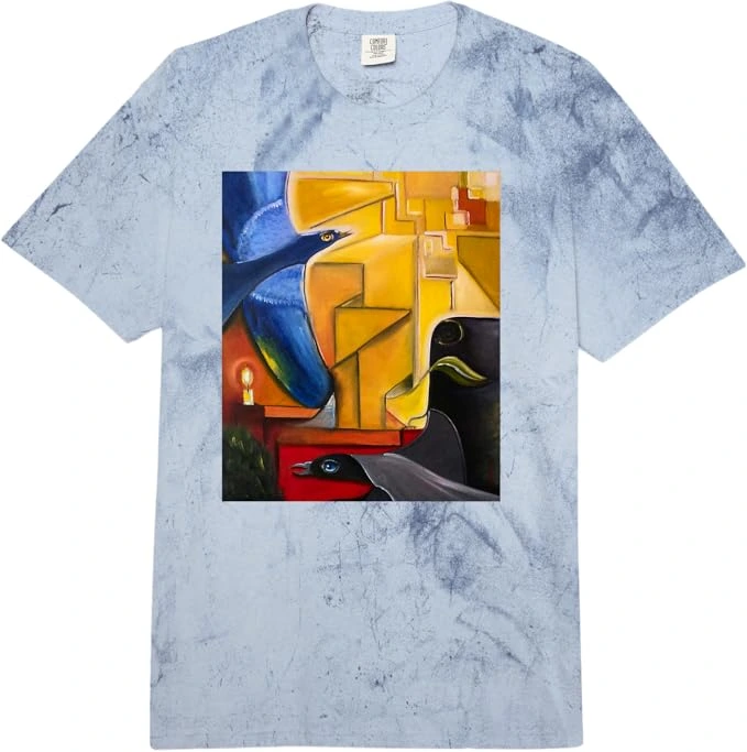 Exclusive Abstract Art Contemporary T-Shirt by John Richard Hewitt Fine Art featuring a contemporary abstract bird design.