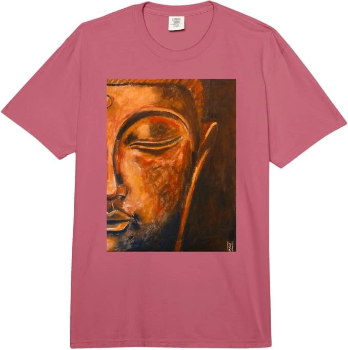 Exclusive Buddha Face T-Shirt by John Richard Hewitt Fine Art featuring a contemporary Buddha face design.