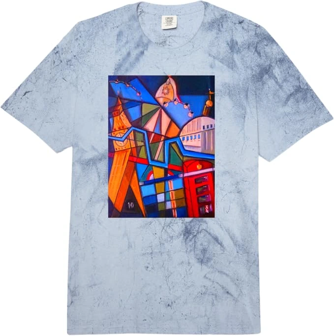 Exclusive Abstract London T-Shirt by John Richard Hewitt Fine Art featuring an abstract London city design.