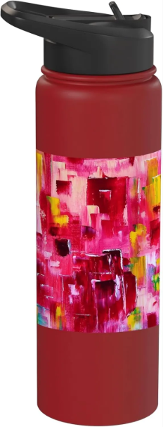 Abstract Roses Unique Modern Contemporary Art Design Dual-Wall Stainless Steel Insulated Water Bottle by John Richard Hewitt Fine Art