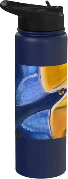 Contemporary Abstract Art Birds Original Design Dual-Wall Stainless Steel Insulated Water Bottle by John Richard Hewitt Fine Art