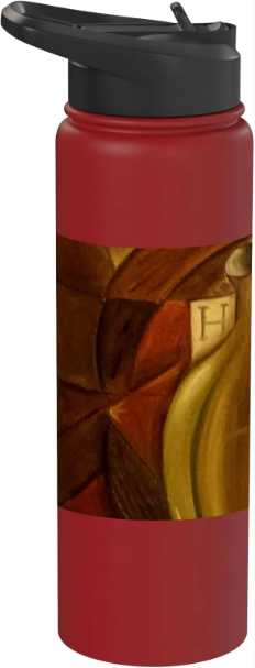 Contemporary Cubist Art Unique Design Dual-Wall Stainless Steel Insulated Water Bottle by John Richard Hewitt Fine Art