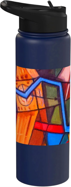 Original Abstract Art London Design Dual-Wall Stainless Steel Insulated Water Bottle by John Richard Hewitt Fine Art